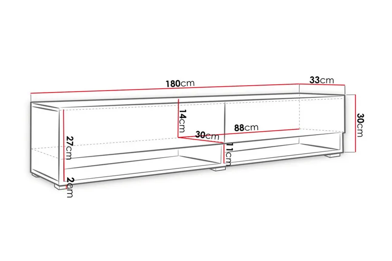 Tv-taso Bulvine 180 cm RGB LED - Luonnonväri - Huonekalut - TV- & Mediakalusteet - Tv taso & Mediataso