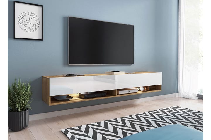 Tv-taso Bulvine 180 cm RGB LED - Valkoinen/Luonnonväri - TV-kaappi