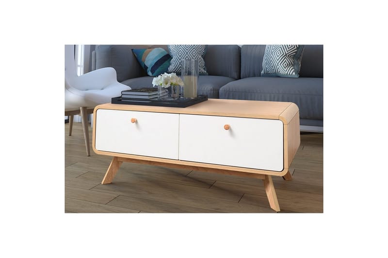 TV-taso Cassie 100x51x40 cm, Tammea/Valkoinen - 100x51x40 cm, Tammea/Valkoinen - Huonekalut - TV- & Mediakalusteet - Tv taso & Mediataso