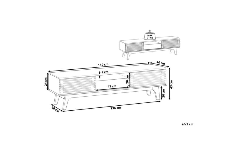 TV-taso Detroit II - Huonekalut - TV- & Mediakalusteet - Tv taso & Mediataso