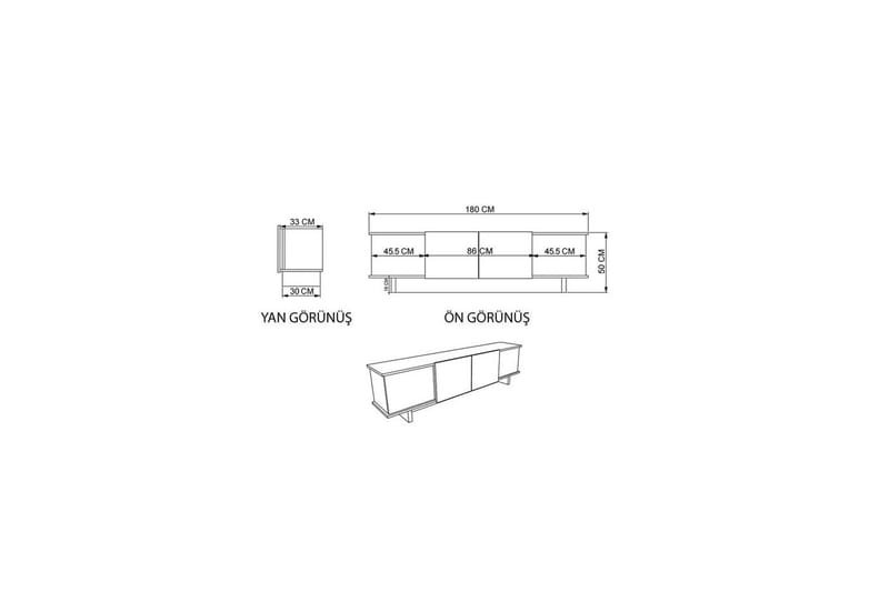 TV-taso Diannare Beige / Pähkinäpuu - Beige / Pähkinäpuu - Huonekalut - TV- & Mediakalusteet - Tv taso & Mediataso