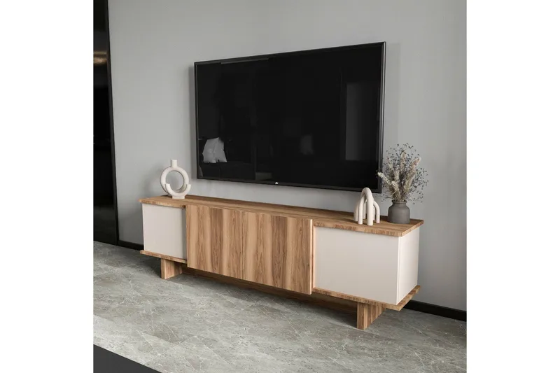 TV-taso Diannare Beige / Pähkinäpuu - Beige / Pähkinäpuu - Huonekalut - TV- & Mediakalusteet - Tv taso & Mediataso