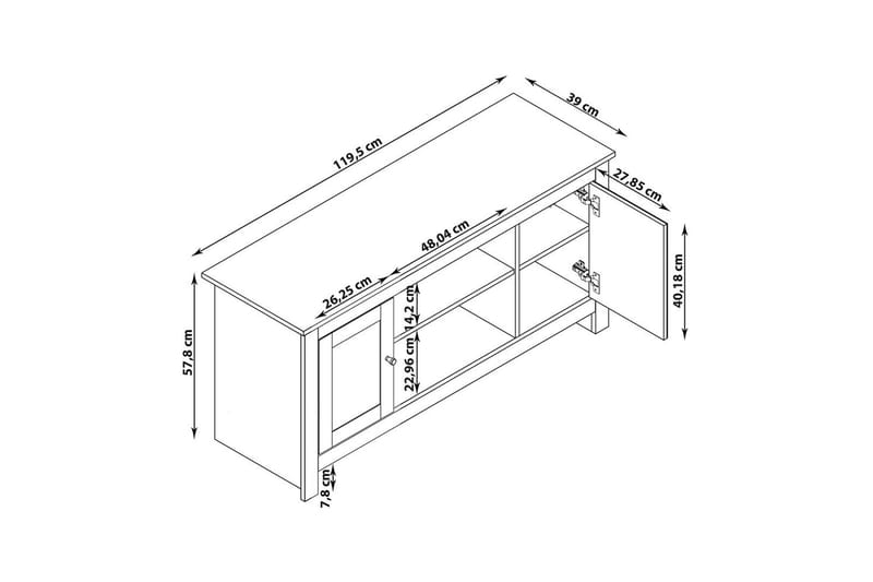 TV-taso Emerald 120x39x58 cm, Luonto - 120x39x58 cm, Luonto - Huonekalut - TV- & Mediakalusteet - Tv taso & Mediataso