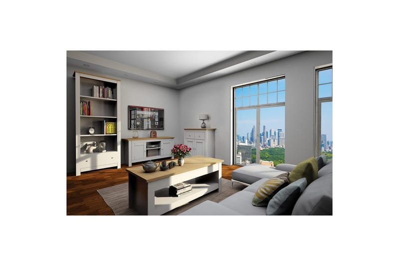 TV-taso Emerald 120x39x58 cm, Luonto/harmaa - 120x39x58 cm, Luonto/harmaa - Huonekalut - TV- & Mediakalusteet - Tv taso & Mediataso