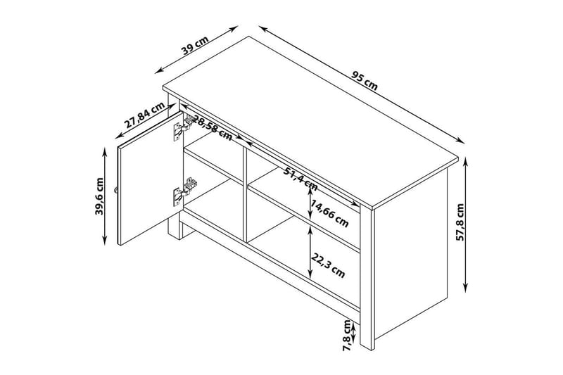 TV-taso Emerald 95x39x58 cm, Luonto - 95x39x58 cm, Luonto - Huonekalut - TV- & Mediakalusteet - Tv taso & Mediataso