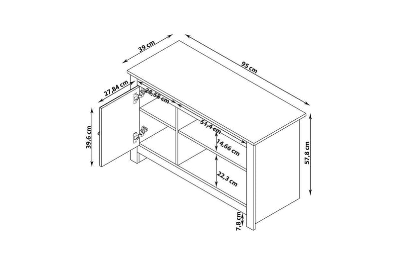 TV-taso Emerald 95x39x58 cm, Luonto/harmaa - 95x39x58 cm, Luonto/harmaa - Huonekalut - TV- & Mediakalusteet - Tv taso & Mediataso