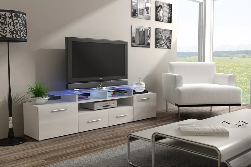 TV-taso Evora 194x39x39 cm - Beige/Harmaa/Valkoinen - Huonekalut - TV- & Mediakalusteet - Tv taso & Mediataso