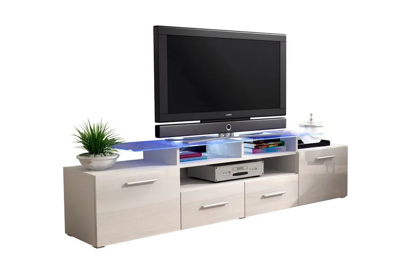 TV-taso Evora 194x39x39 cm, Beige/Harmaa/Valkoinen