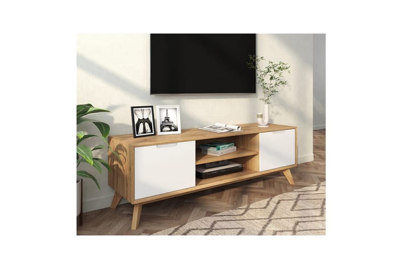 TV-taso Ezra Wotan tammi/Valkoinen - Wotan tammi/Valkoinen - Huonekalut - TV- & Mediakalusteet - Tv taso & Mediataso