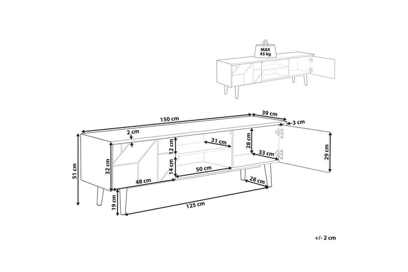 TV-taso Franklin - Huonekalut - TV- & Mediakalusteet - Tv taso & Mediataso
