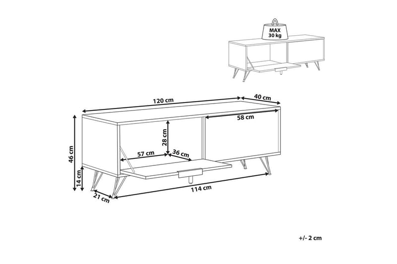 TV-taso Halston Vaalea puu, musta - Vaalea puu, musta - Huonekalut - TV- & Mediakalusteet - Tv taso & Mediataso