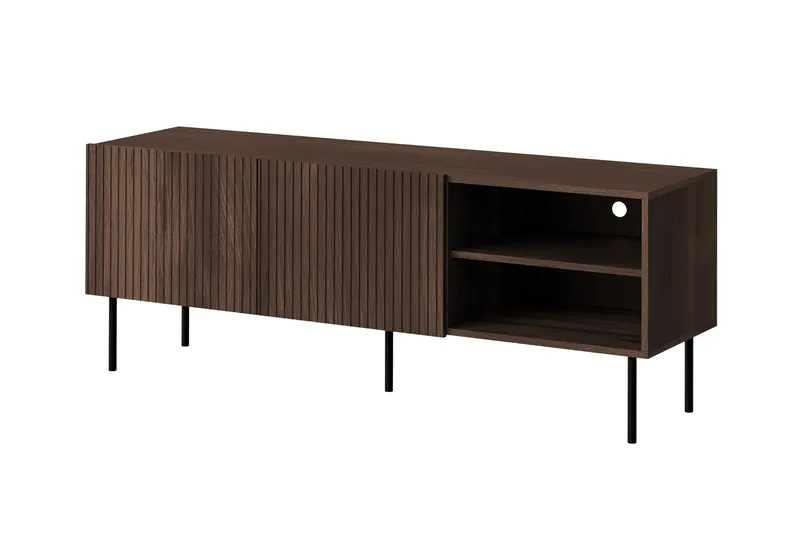 TV-taso Hammarstrand tumma puu säilytyksellä – 42 cm syvä, 150 cm leveä, 58 cm korkea., Pähkinäpuu