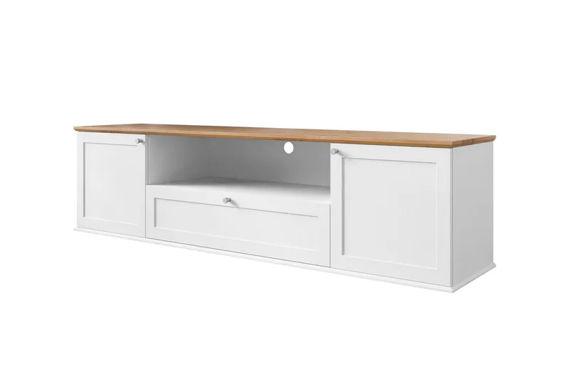 Tv-taso Hammerdal 182 cm, Valkoinen/Tammi