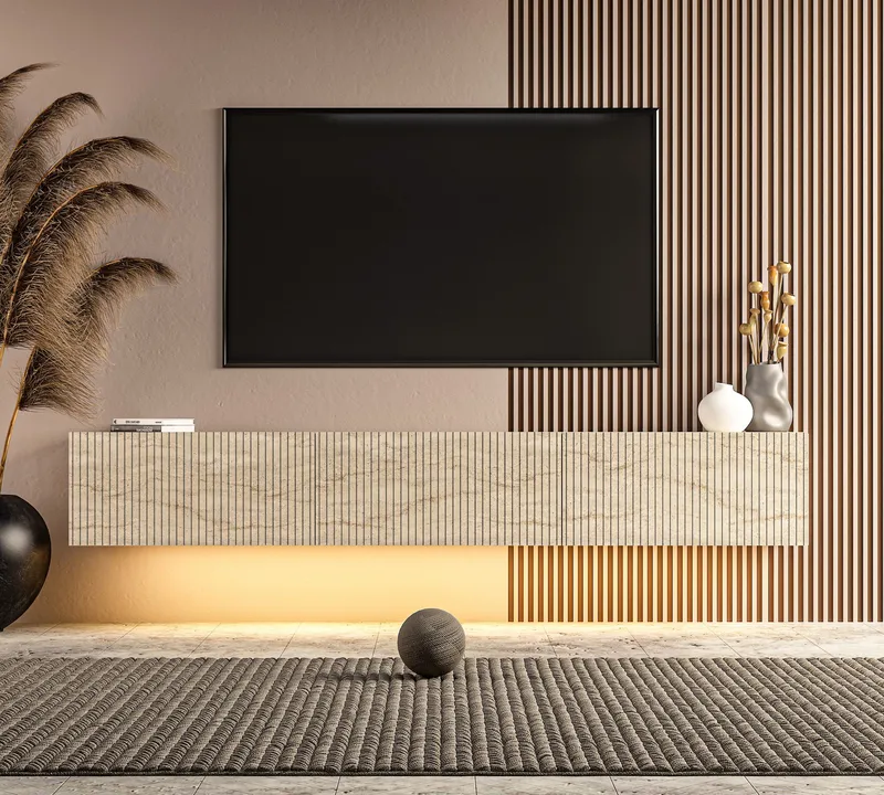 TV-taso Hanah Home Ada (180 x 28,6 x 31,4 cm) Travertiini - Travertiini - Huonekalut - TV- & Mediakalusteet - Tv taso & Mediataso