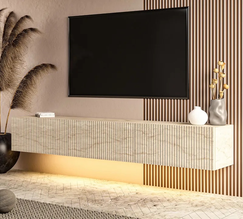 TV-taso Hanah Home Ada (180 x 28,6 x 31,4 cm) Travertiini - Travertiini - Huonekalut - TV- & Mediakalusteet - Tv taso & Mediataso