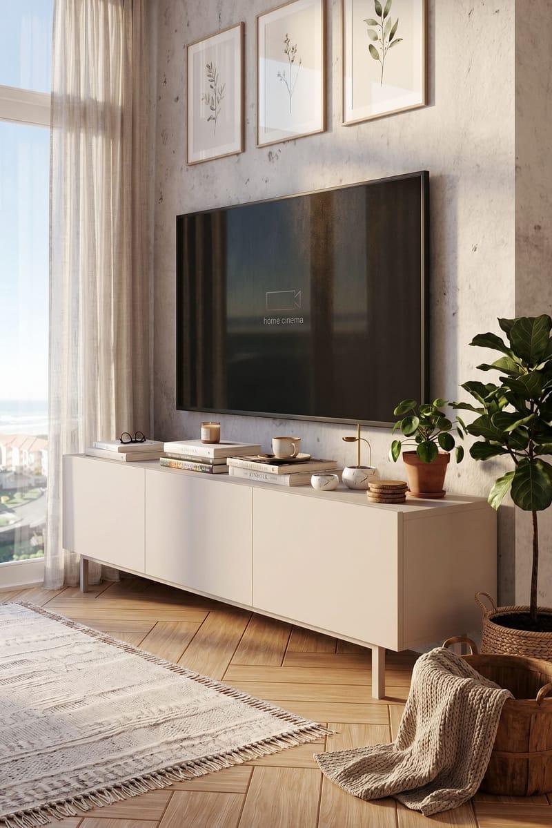 TV-taso Hanah Home Coast (180 x 47,3 x 36,8 cm) Hiekka - Hiekka - Huonekalut - TV- & Mediakalusteet - Tv taso & Mediataso