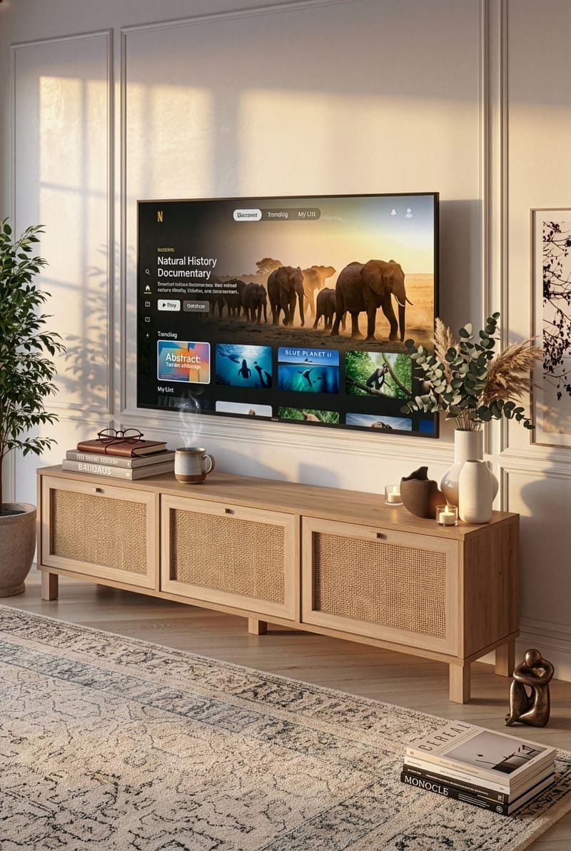 TV-taso Hanah Home Dune (180 x 45,6 x 32 cm) Tammi - Tammi - Huonekalut - TV- & Mediakalusteet - Tv taso & Mediataso