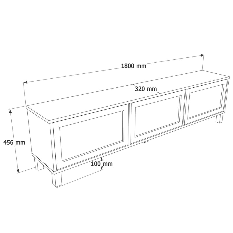 TV-taso Hanah Home Dune (180 x 45,6 x 32 cm) Tammi - Tammi - Huonekalut - TV- & Mediakalusteet - Tv taso & Mediataso