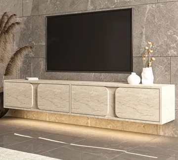 TV-taso Hanah Home Helen (180 x 30 x 30 cm) Travertiini - Travertiini - Huonekalut - TV- & Mediakalusteet - Tv taso & Mediataso