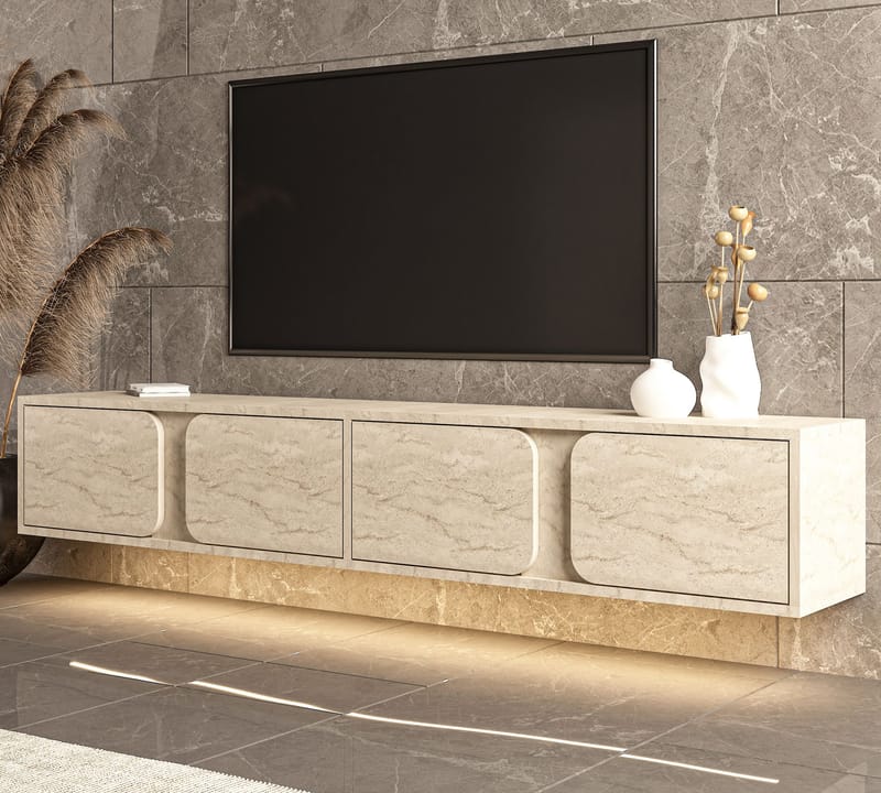TV-taso Hanah Home Helen (180 x 30 x 30 cm) Travertiini - Travertiini - Huonekalut - TV- & Mediakalusteet - Tv taso & Mediataso