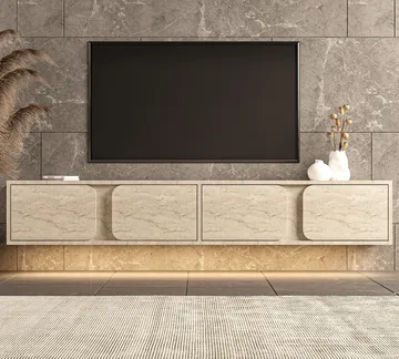 TV-taso Hanah Home Helen (180 x 30 x 30 cm) Travertiini - Travertiini - Huonekalut - TV- & Mediakalusteet - Tv taso & Mediataso