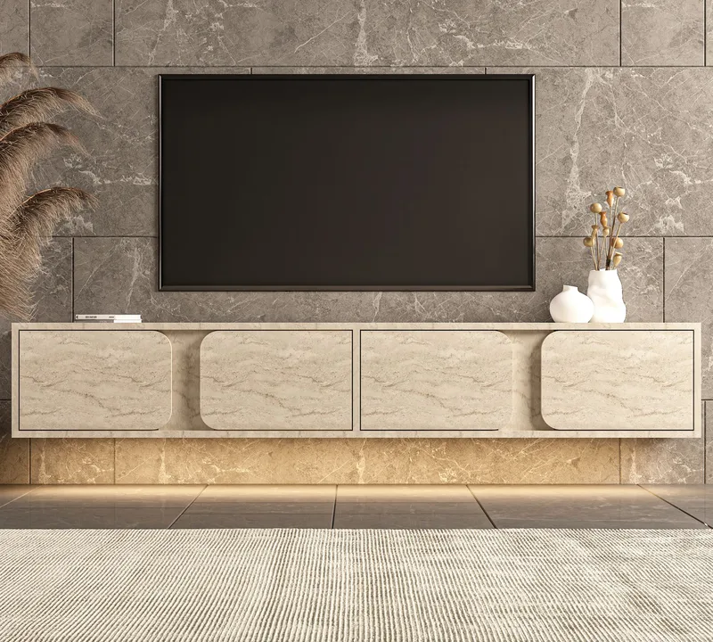 TV-taso Hanah Home Helen (180 x 30 x 30 cm) Travertiini - Travertiini - Huonekalut - TV- & Mediakalusteet - Tv taso & Mediataso