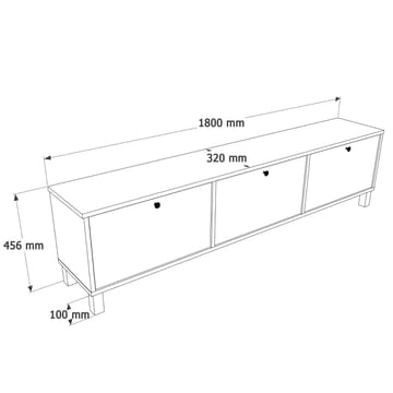 TV-taso Hanah Home Nord (180 x 45,6 x 32 cm) Valkotammi - Valkoinen ja tammi - Huonekalut - TV- & Mediakalusteet - Tv taso & Mediataso