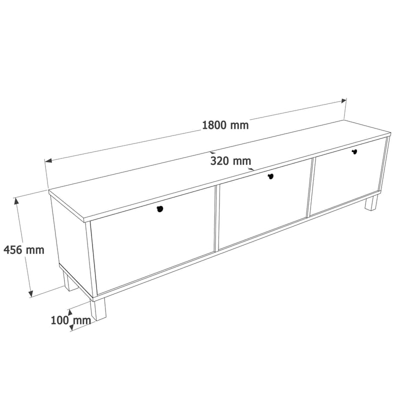 TV-taso Hanah Home Nord (180 x 45,6 x 32 cm) Valkotammi - Valkoinen ja tammi - Huonekalut - TV- & Mediakalusteet - Tv taso & Mediataso