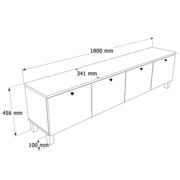 TV-taso Hanah Home Nord (180 x 45,6 x 34,1 cm) Valkotammi - Valkoinen ja tammi - Huonekalut - TV- & Mediakalusteet - Tv taso & Mediataso