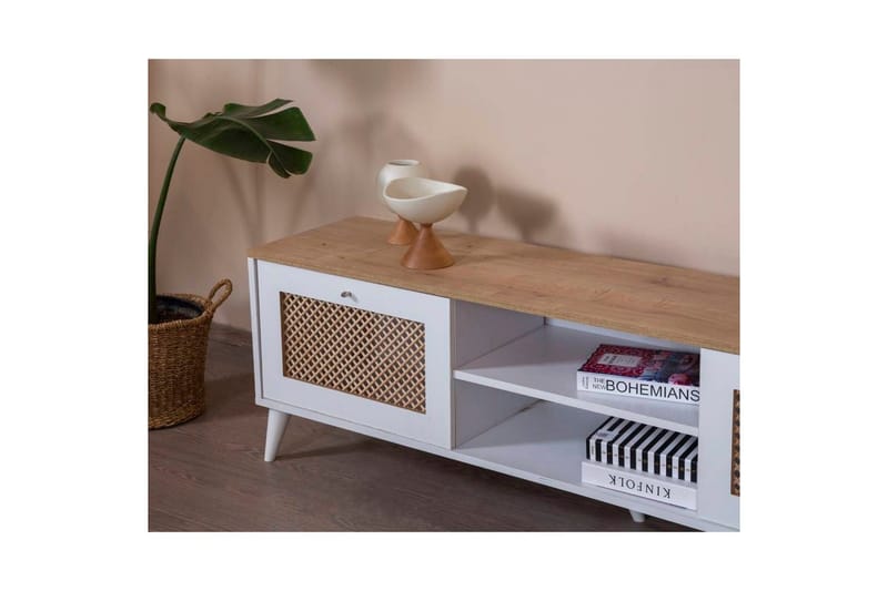 TV-taso Hanhi Valkoinen / Tammi - Valkoinen / Tammi - Huonekalut - TV- & Mediakalusteet - Tv taso & Mediataso