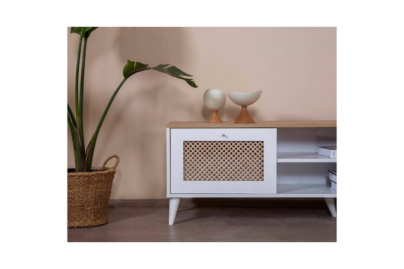 TV-taso Hanhi Valkoinen / Tammi - Valkoinen / Tammi - Huonekalut - TV- & Mediakalusteet - Tv taso & Mediataso