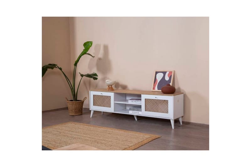 TV-taso Hanhi Valkoinen / Tammi - Valkoinen / Tammi - Huonekalut - TV- & Mediakalusteet - Tv taso & Mediataso