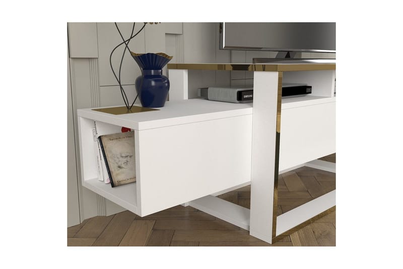 TV-taso Herb-valkoinen / kulta - Kulta/Valkoinen - Huonekalut - TV- & Mediakalusteet - Tv taso & Mediataso