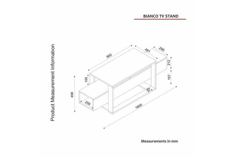 TV-taso Herb-valkoinen / kulta - Kulta/Valkoinen - Huonekalut - TV- & Mediakalusteet - Tv taso & Mediataso
