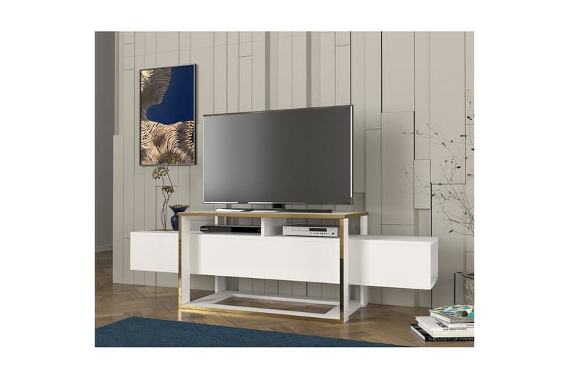 TV-taso Herb-valkoinen / kulta - Kulta/Valkoinen - Huonekalut - TV- & Mediakalusteet - Tv taso & Mediataso