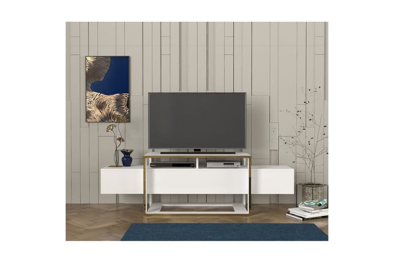 TV-taso Herb-valkoinen / kulta - Kulta/Valkoinen - Huonekalut - TV- & Mediakalusteet - Tv taso & Mediataso