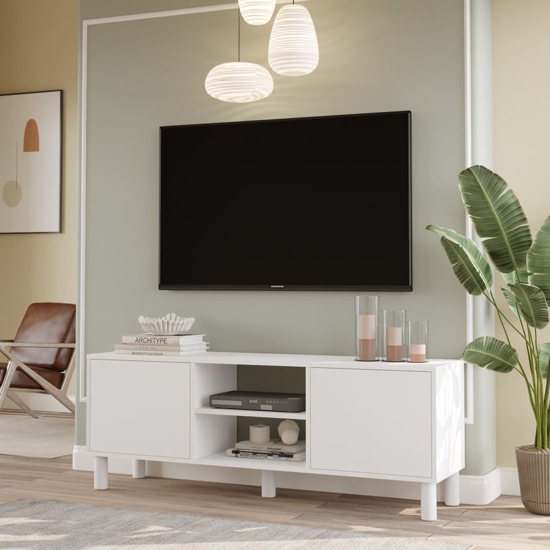 TV-taso Homitis Alston (160 x 59,1 x 40 cm) Valkoinen - Huonekalut - TV- & Mediakalusteet - Tv taso & Mediataso