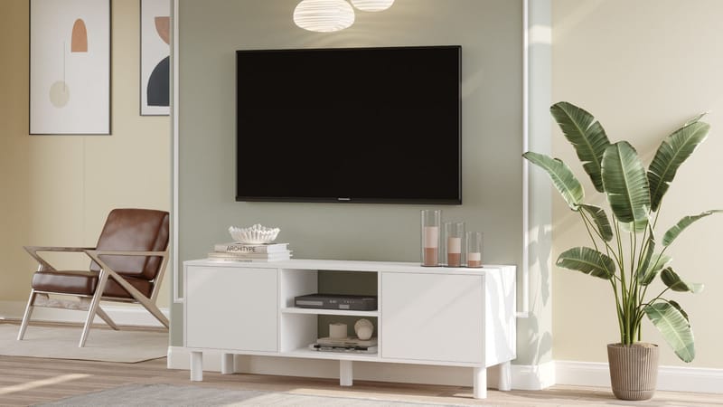 TV-taso Homitis Alston (160 x 59,1 x 40 cm) Valkoinen - Huonekalut - TV- & Mediakalusteet - Tv taso & Mediataso