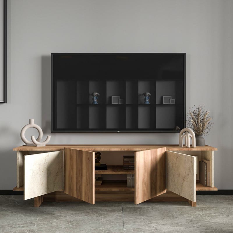 TV-taso Homitis Diana Travertine Walnut - Huonekalut - TV- & Mediakalusteet - Tv taso & Mediataso