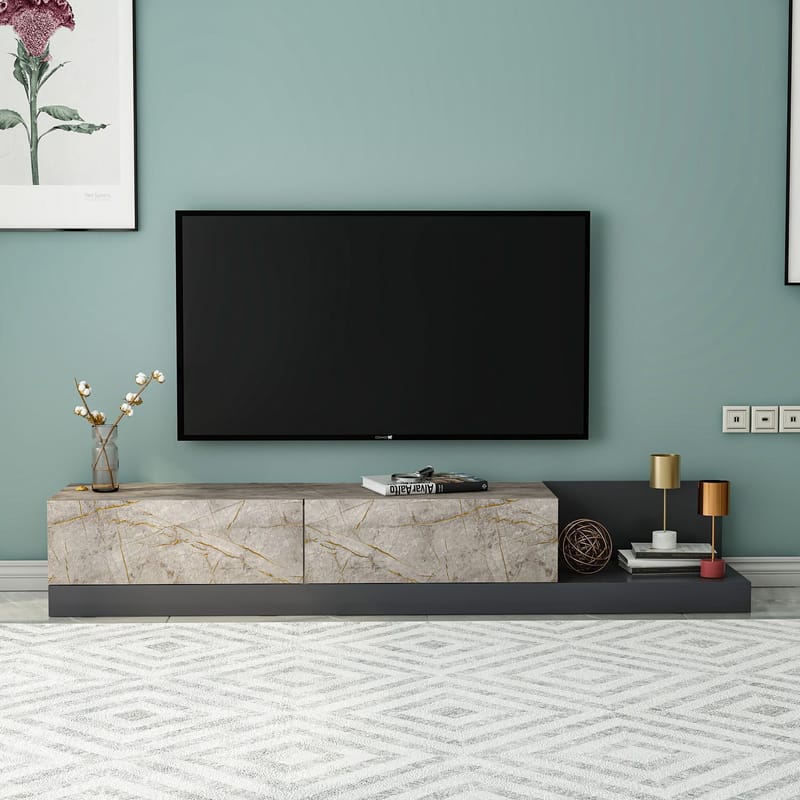 TV-taso Homitis Major (180 x 30 x 37 cm) Gordion-marmori antrasiitti - Gordion Marble/Anthracite - Huonekalut - TV- & Mediakalusteet - Tv taso & Mediataso