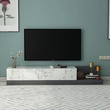 TV-taso Homitis Major (180 x 30 x 37 cm) Marmo-marmori antrasiitti - Marmo Marble/Antrasiitti - Huonekalut - TV- & Mediakalusteet - Tv taso & Mediataso
