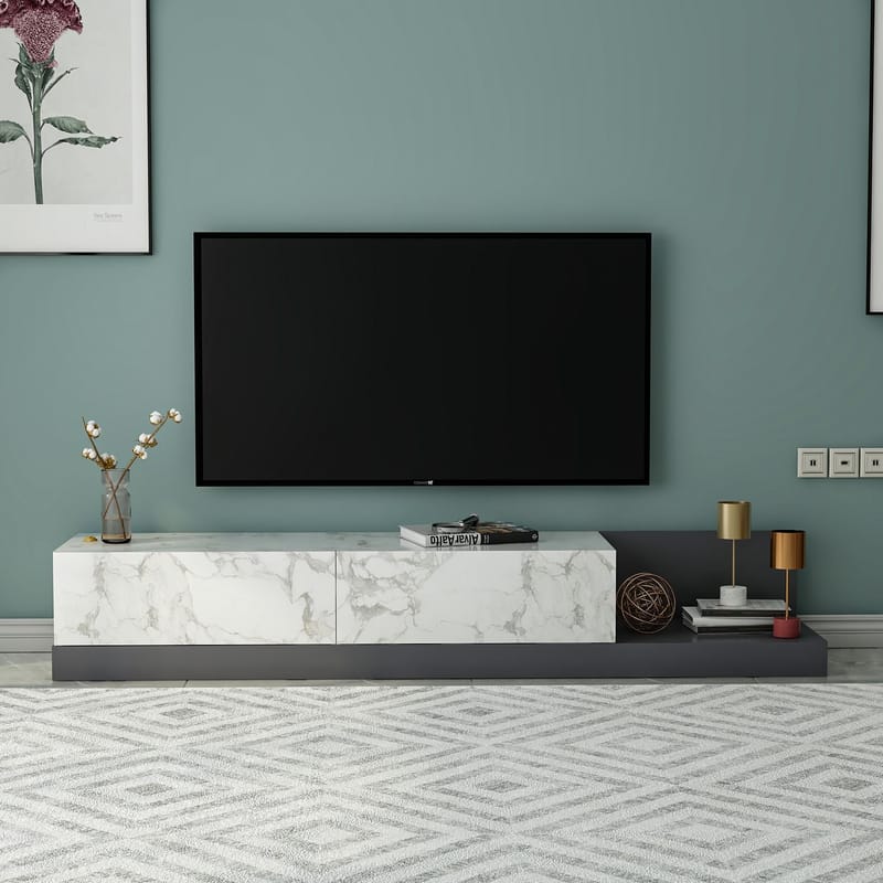 TV-taso Homitis Major (180 x 30 x 37 cm) Marmo-marmori antrasiitti - Marmo Marble/Antrasiitti - Huonekalut - TV- & Mediakalusteet - Tv taso & Mediataso