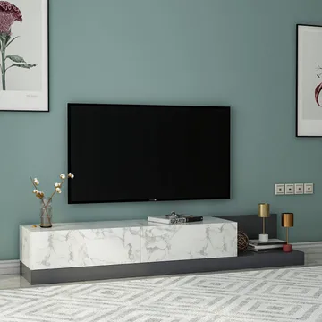 TV-taso Homitis Major (180 x 30 x 37 cm) Marmo-marmori antrasiitti - Marmo Marble/Antrasiitti - Huonekalut - TV- & Mediakalusteet - Tv taso & Mediataso
