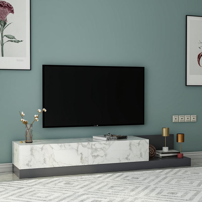 TV-taso Homitis Major (180 x 30 x 37 cm) Marmo-marmori antrasiitti - Marmo Marble/Antrasiitti - Huonekalut - TV- & Mediakalusteet - Tv taso & Mediataso