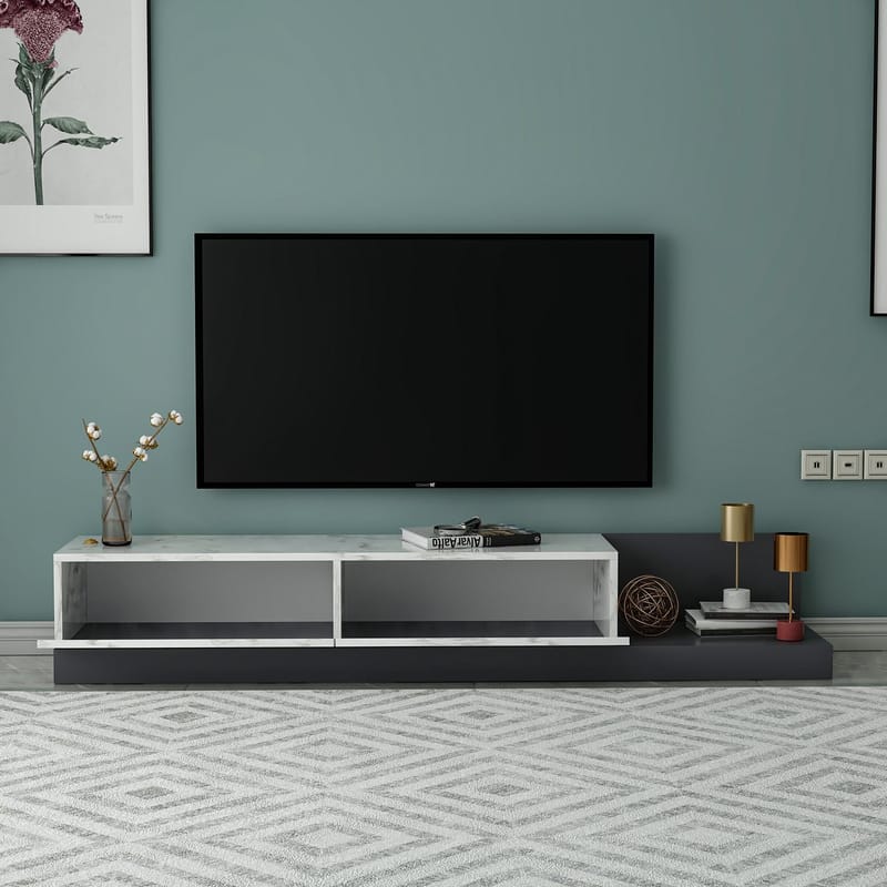 TV-taso Homitis Major (180 x 30 x 37 cm) Marmo-marmori antrasiitti - Marmo Marble/Antrasiitti - Huonekalut - TV- & Mediakalusteet - Tv taso & Mediataso