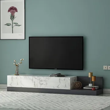 TV-taso Homitis Major (180 x 30 x 37 cm) Marmo-marmori antrasiitti - Marmo Marble/Antrasiitti - Huonekalut - TV- & Mediakalusteet - Tv taso & Mediataso