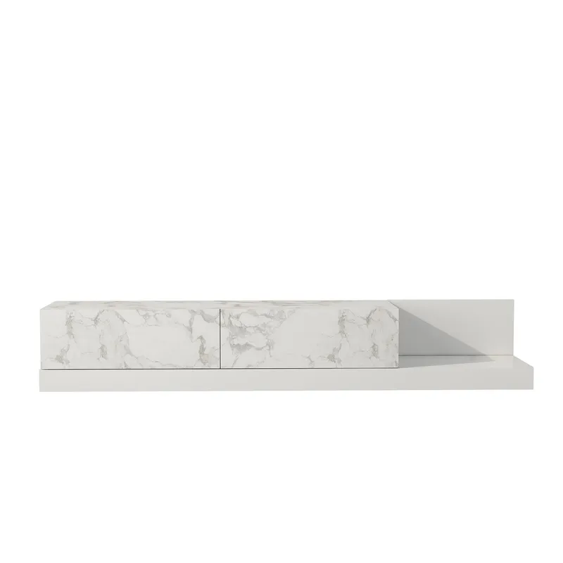 TV-taso Homitis Major (180 x 30 x 37 cm) Marmo-marmori valkoinen - Marmo Marble ja valkoinen - Huonekalut - TV- & Mediakalusteet - Tv taso & Mediataso