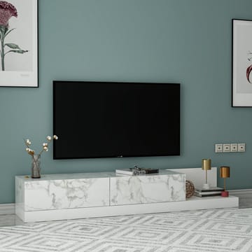 TV-taso Homitis Major (180 x 30 x 37 cm) Marmo-marmori valkoinen - Marmo Marble ja valkoinen - Huonekalut - TV- & Mediakalusteet - Tv taso & Mediataso