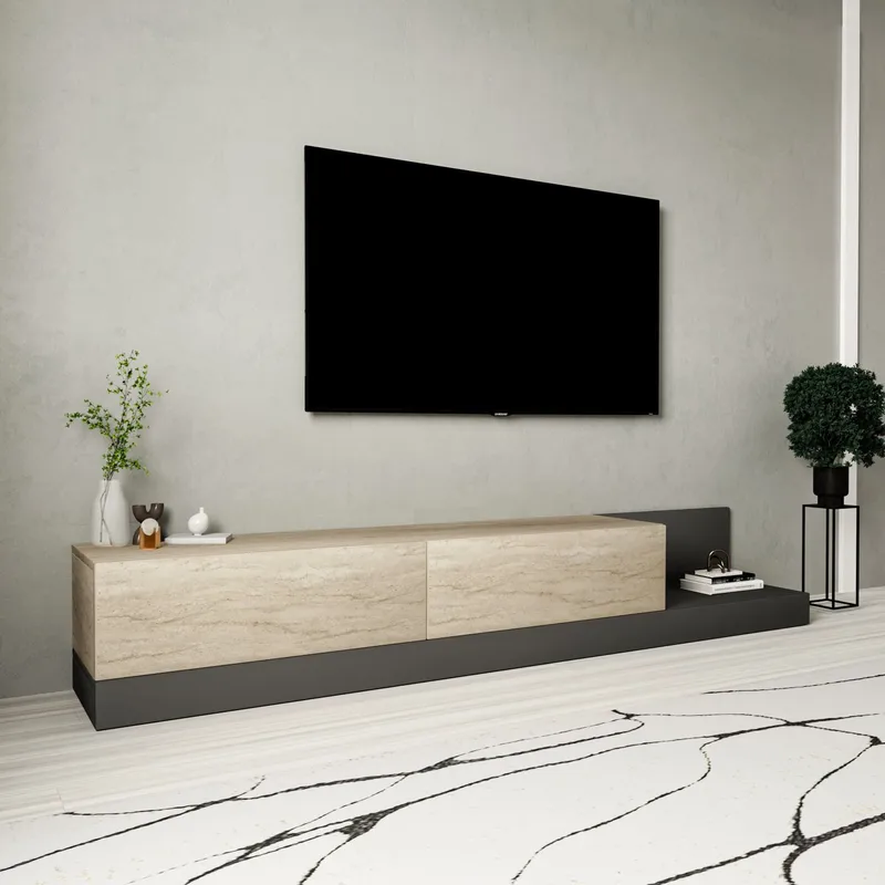 TV-taso Homitis Major (180 x 30 x 37 cm) Travertiini antrasiitti - Travertiini/Antrasiitti - Huonekalut - TV- & Mediakalusteet - Tv taso & Mediataso