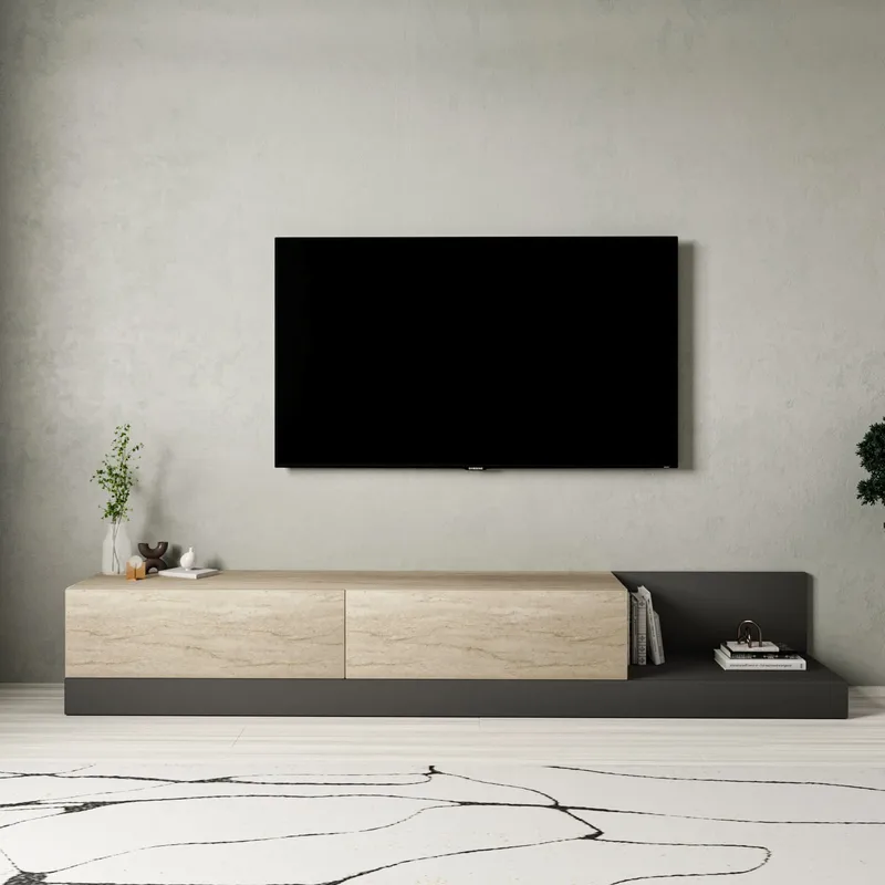 TV-taso Homitis Major (180 x 30 x 37 cm) Travertiini antrasiitti - Travertiini/Antrasiitti - Huonekalut - TV- & Mediakalusteet - Tv taso & Mediataso